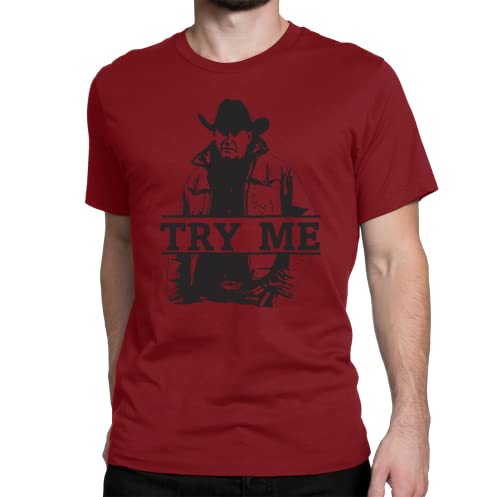 Yellowstone Try Me Shirt, John Dutton Shirt, Novelty T-Shirt Short Sleeve Print Casual Top