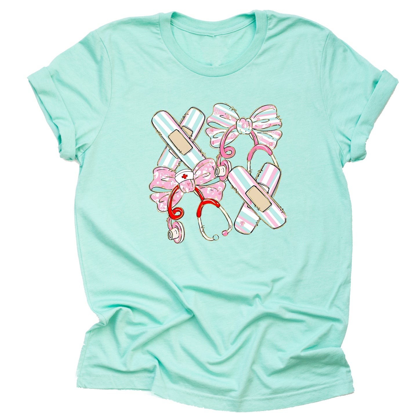 Bow Band Aides Medical Professional Short Sleeve Casual Unisex T-Shirt