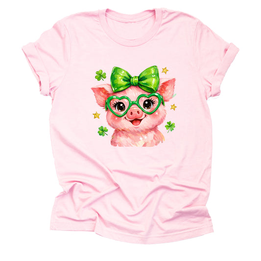 Adorable Pig St Patrick's Day Casual Short Sleeve Unisex Shirt