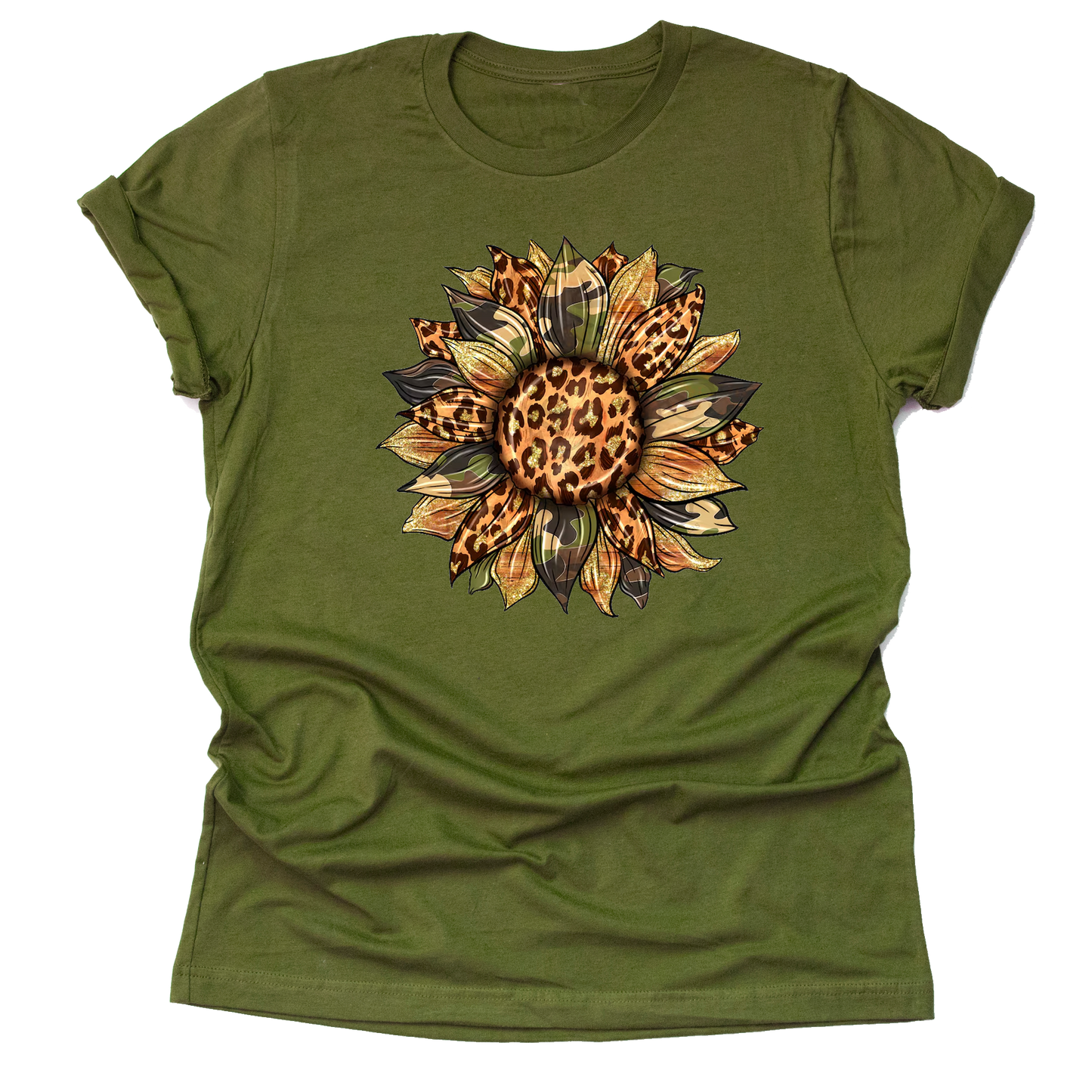 Autumn Camo Sunflower T Shirt Cute Flower Graphic Loose Tees Crew Neck Short Sleeve Casual Tops