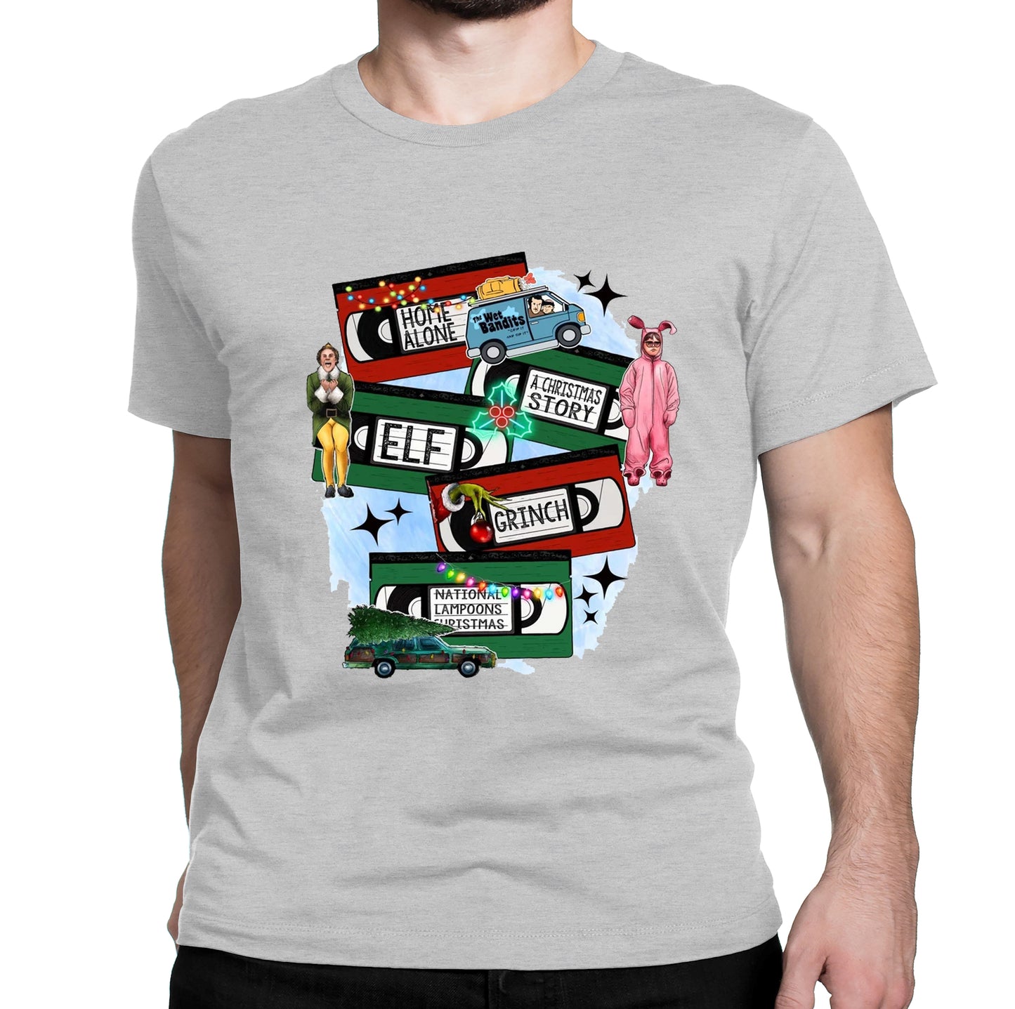 Christmas Classic Movies VHS Unisex Shirt Graphic Design Casual Short Sleeve